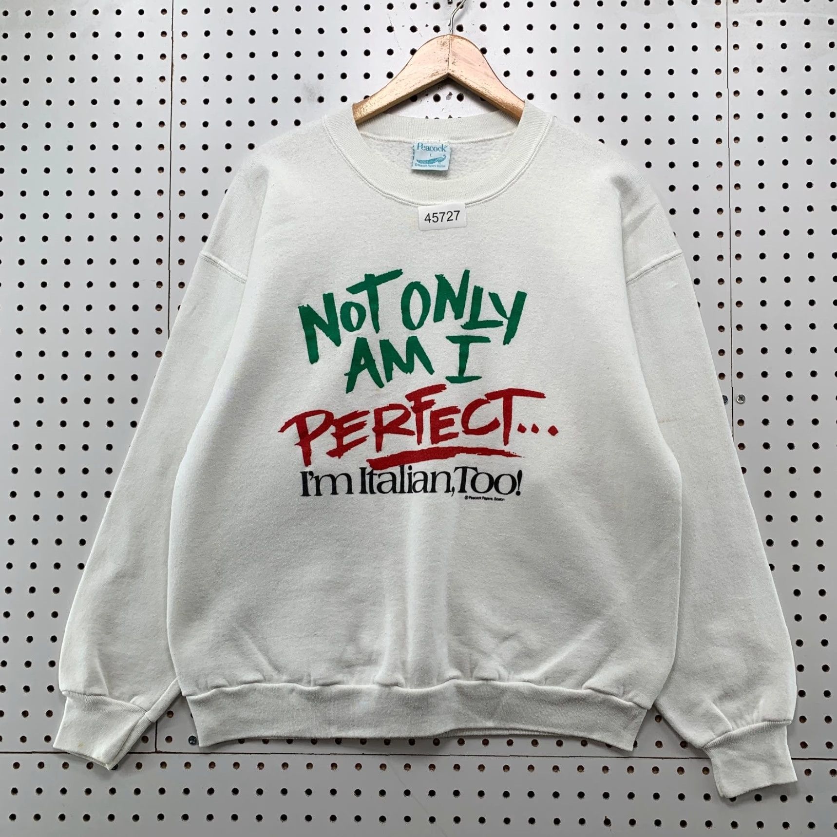 Vintage VINTAGE Peacocks Sweatshirt Womens L White Crewneck Fleece Made USA Funny Italian Size L / US 10 / IT 46 - 2 Thumbnail