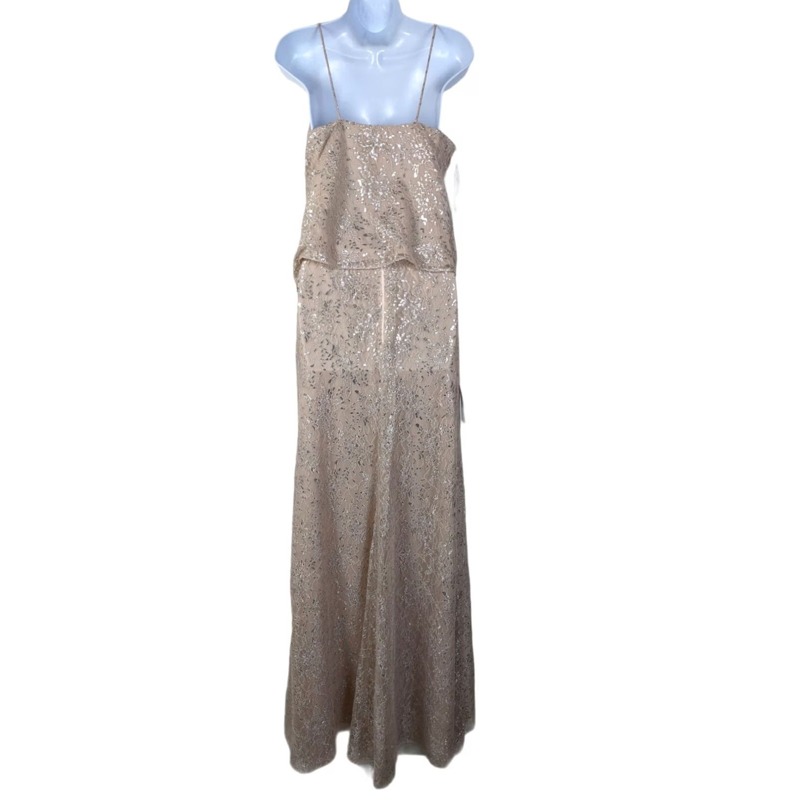After Six After Six Dress Maxi Gown Lace Two-Piece Pink Sz 8 V-Neck Sleeveless Metallic ROCOCO Size M / US 6-8 / IT 42-44 - 3 Thumbnail