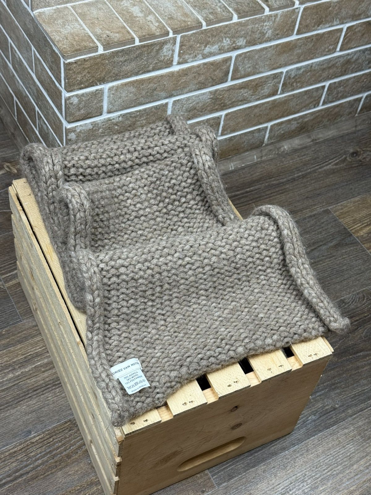 Dries Van Noten Vintage Dries van Noten Knitted Alpaca Beige Scarf Size ONE SIZE - 1 Thumbnail