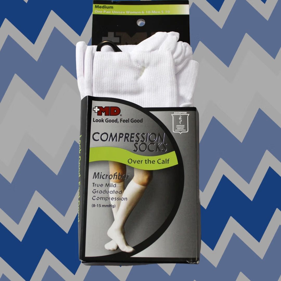 Vintage MD USA Unisex Adult Knit Microfiber Compression Socks EH6 White Medium NWT Size ONE SIZE - 1 Thumbnail