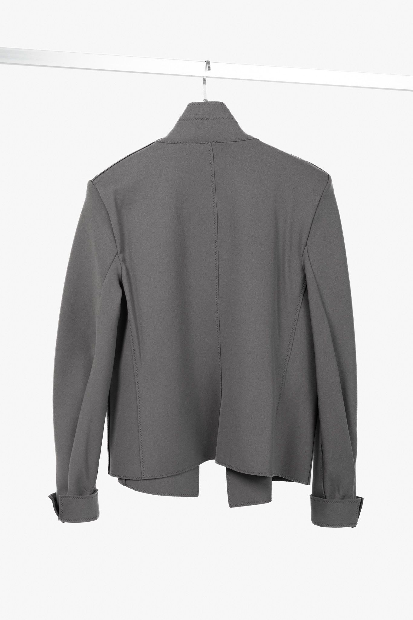 Marie Saint Pierre Marie Saint Pierre Grey Neoprene Open-Front Blazer Size L / US 10 / IT 46 - 2 Thumbnail