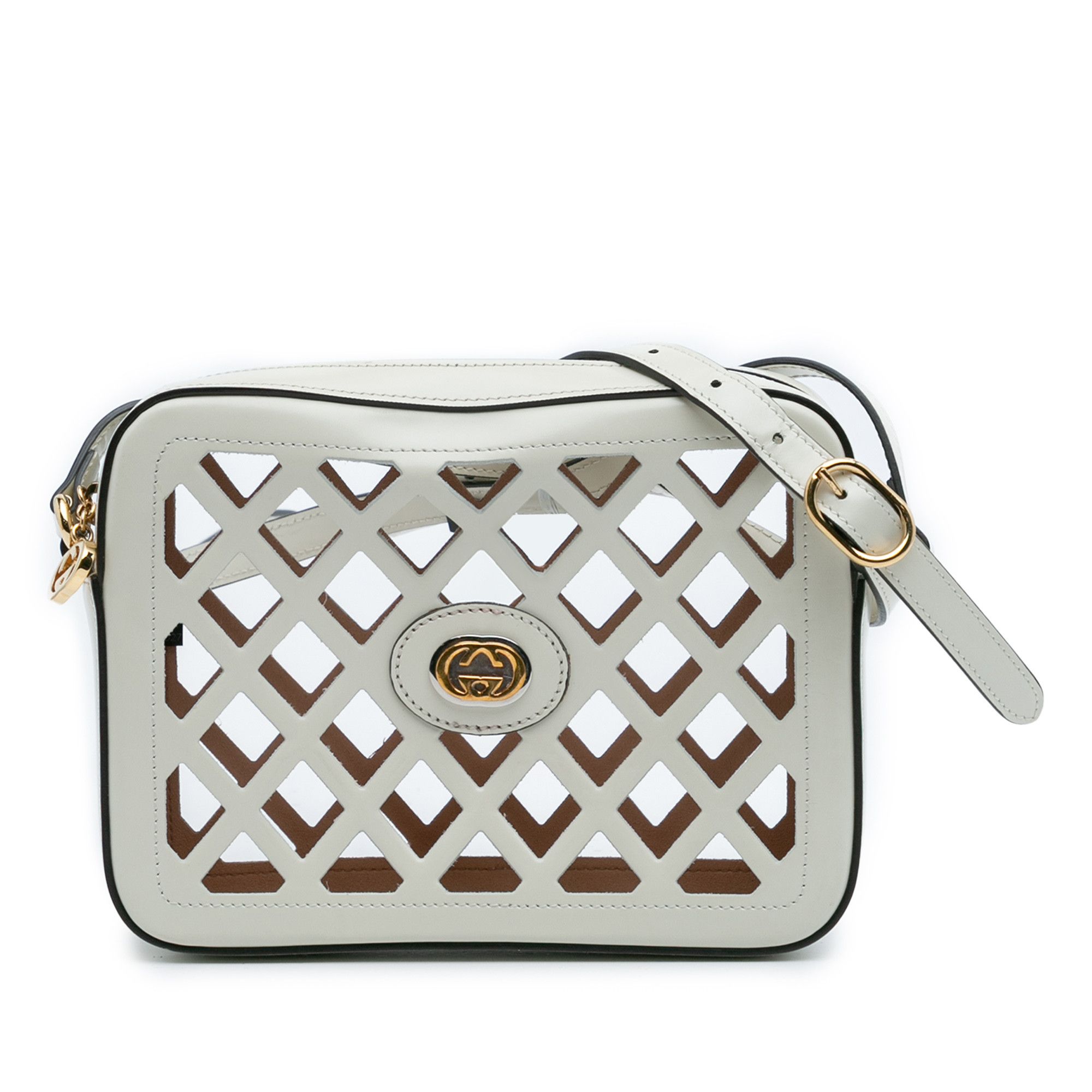 Gucci Gucci Cutout Leather and Flora Canvas Infinity Crossbody Size ONE SIZE - 1 Thumbnail