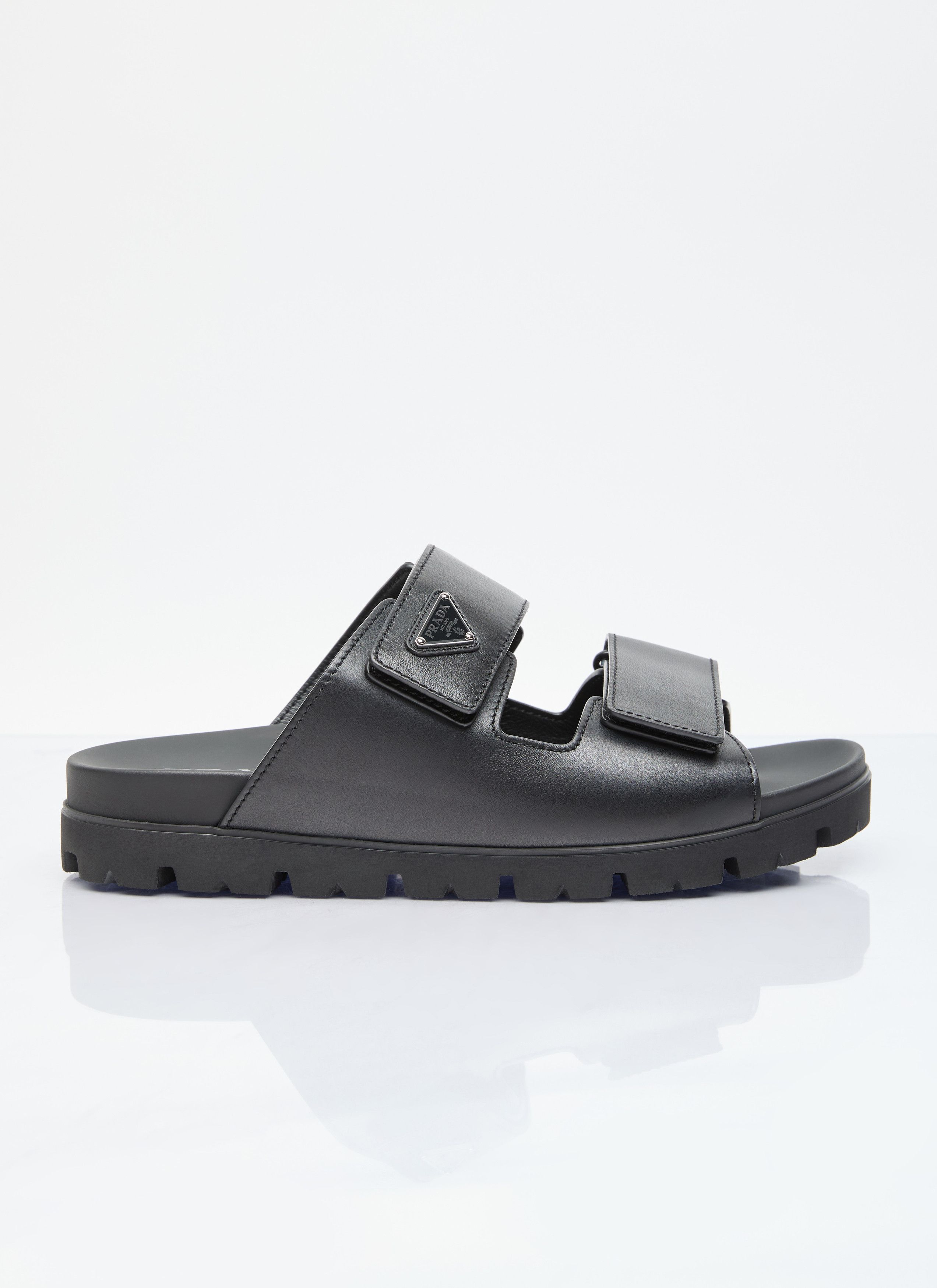 Prada Logo Plaque Leather Slides Size US 8 / EU 41 - 1 Thumbnail