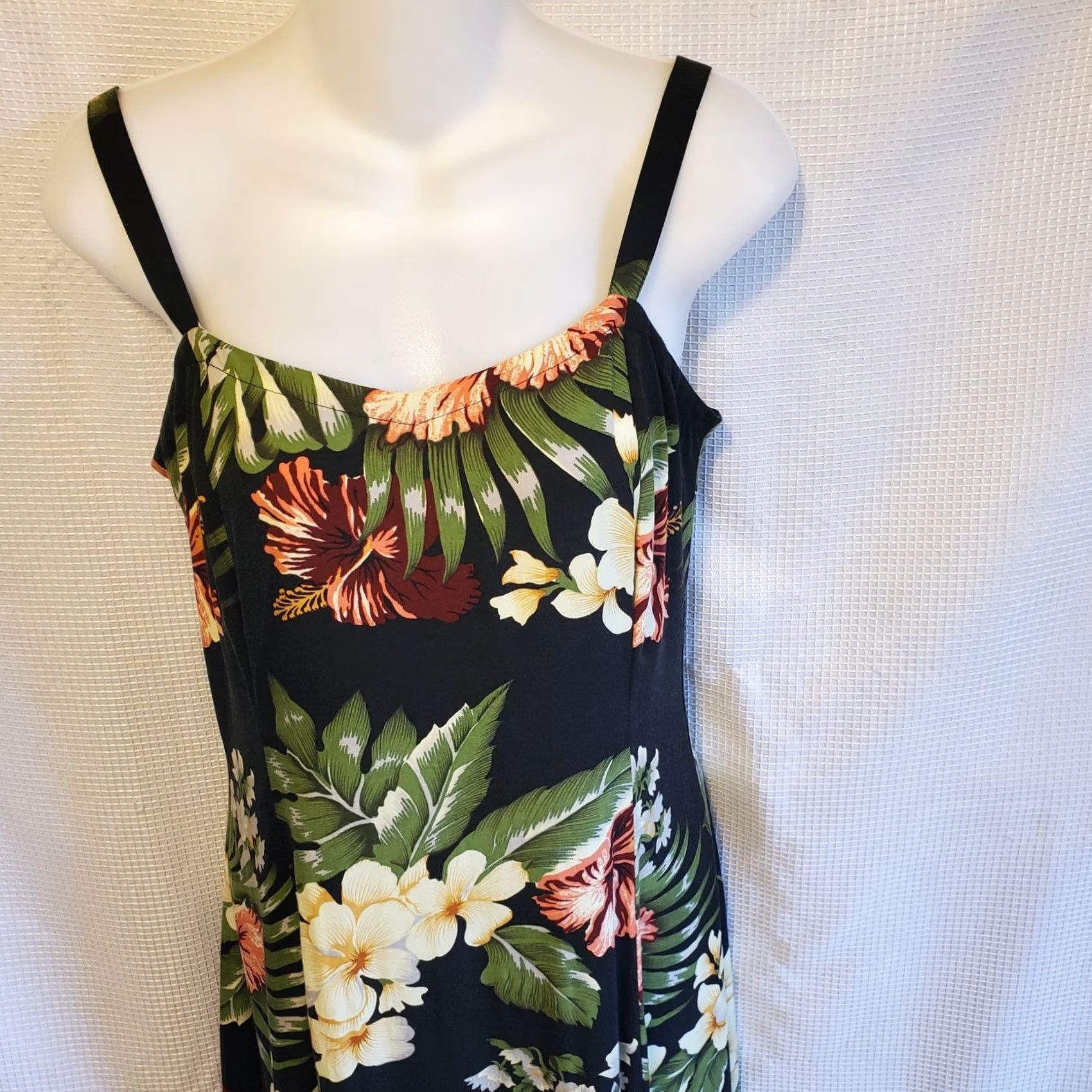 Vintage VINTAGE Serendipity Maui Womens Maxi Dress Sleeveless Floral Black Rayon M Medium Sexy Party/Cocktail Wedding Travel Spring/Summer Women Size M / US 6-8 / IT 42-44 - 3 Thumbnail