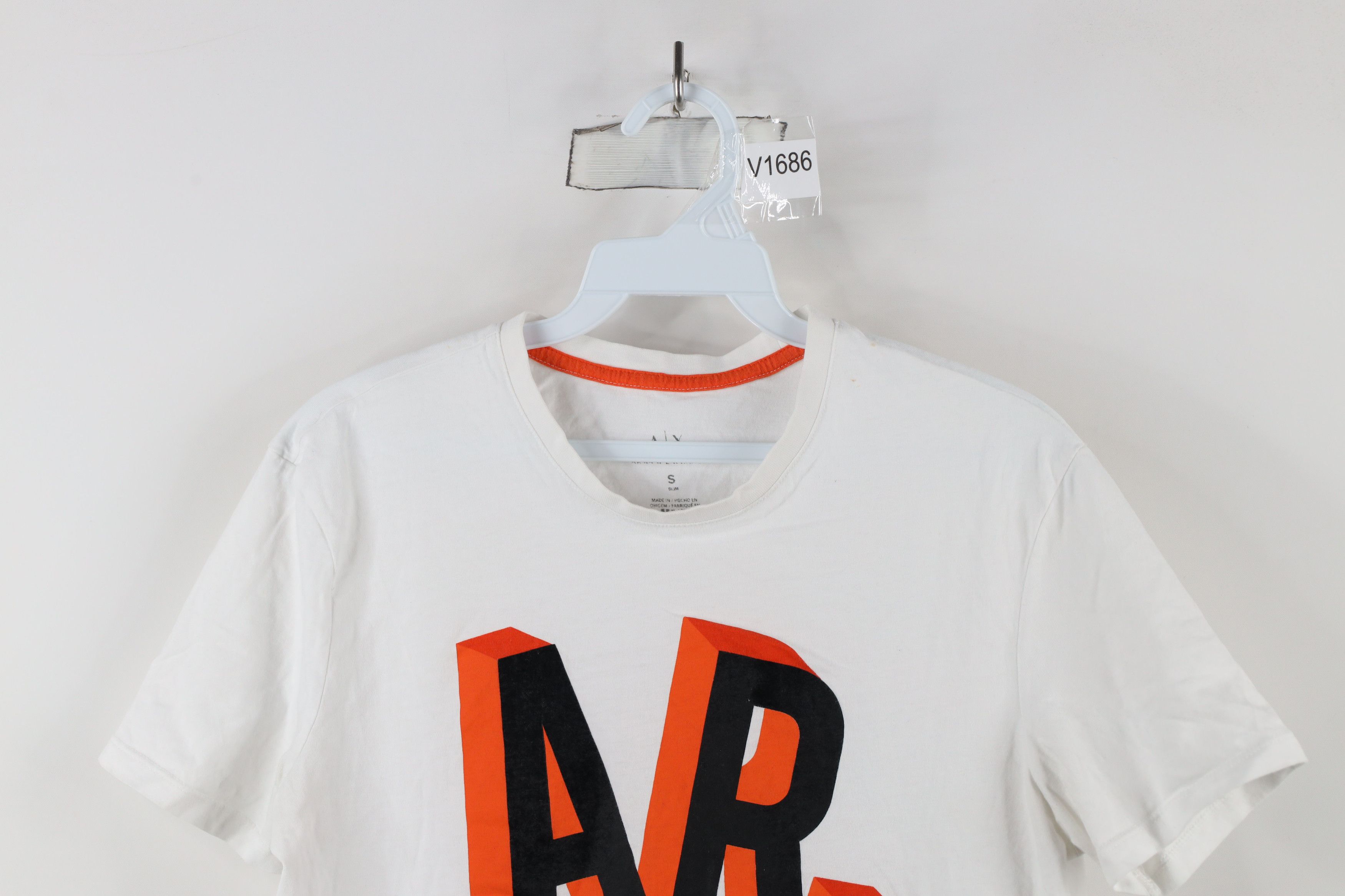 Armani Exchange × Vintage Armani Exchange Distressed Spell Out Block Letter T-Shirt Size US S / EU 44-46 / 1 - 2 Thumbnail