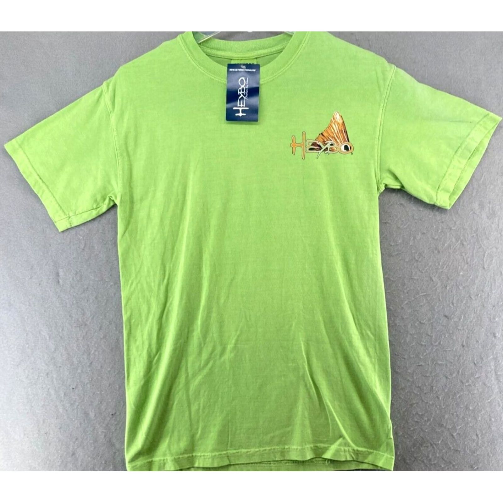 Vintage HeyBo Mens T-Shirt Small Green Fish Getting Tail Graphic Print Crew Neck SS Shirt Size US S / EU 44-46 / 1 - 2 Thumbnail