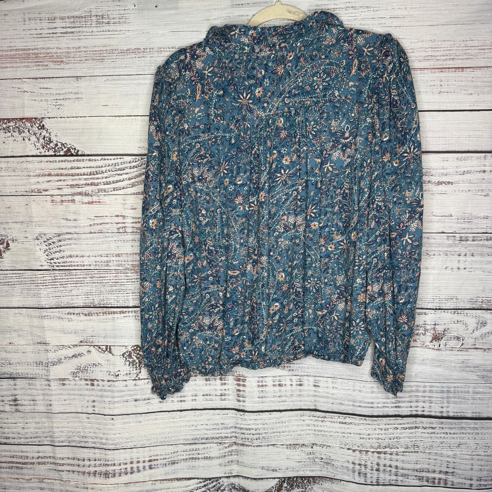 Lucky Brand Lucky Brand Women's Long Sleeve Printed Ruffle Collar Top Lg Size L / US 10 / IT 46 - 4 Thumbnail