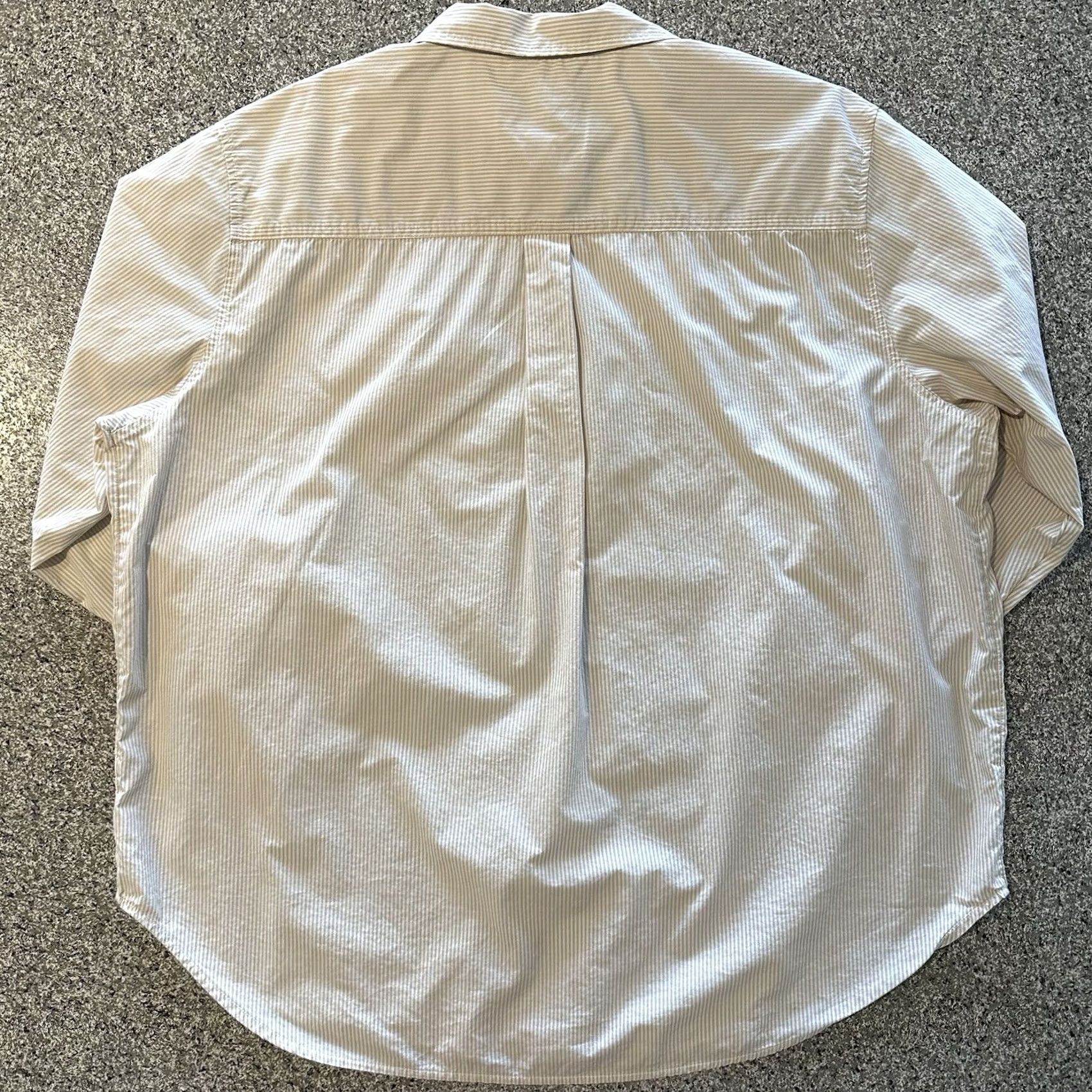American Eagle Outfitters American Eagle Outfitters Button-Up Shirt Mens XL Striped Beige Cotton Woolen? No, Cotton Size US XL / EU 56 / 4 - 7 Thumbnail