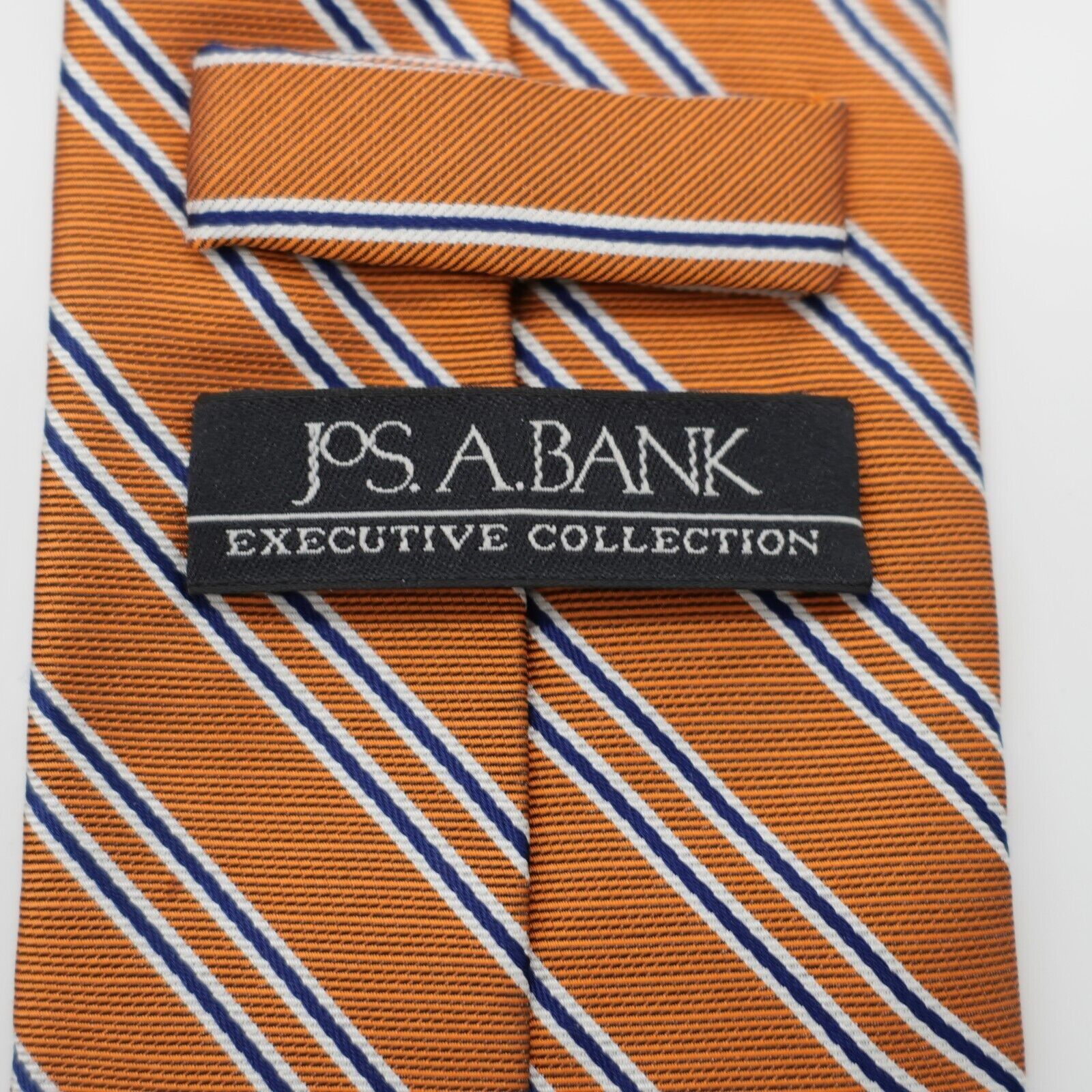 Jos. A. Bank Jos A Bank Executive Orange Blue Striped Woven Silk Tie Size ONE SIZE - 3 Thumbnail