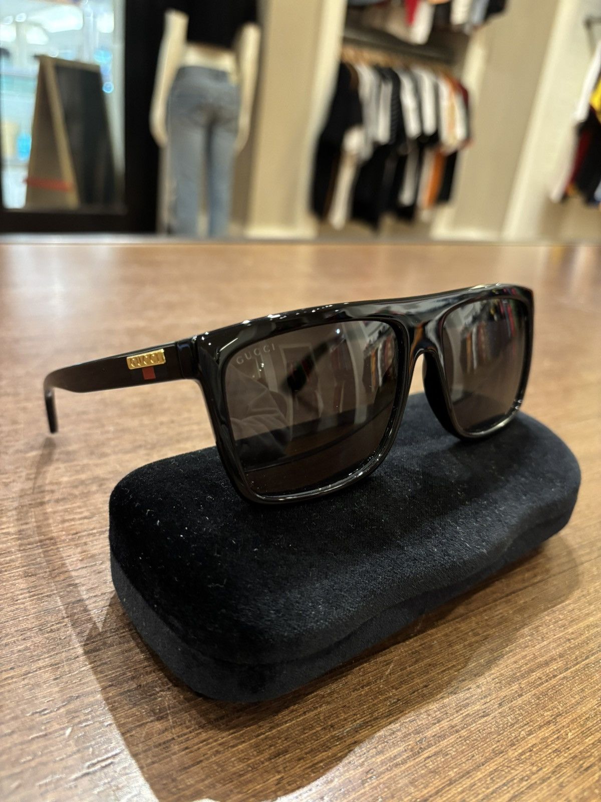 Gucci Gucci Rhinestone letter logo square frame sunglasses