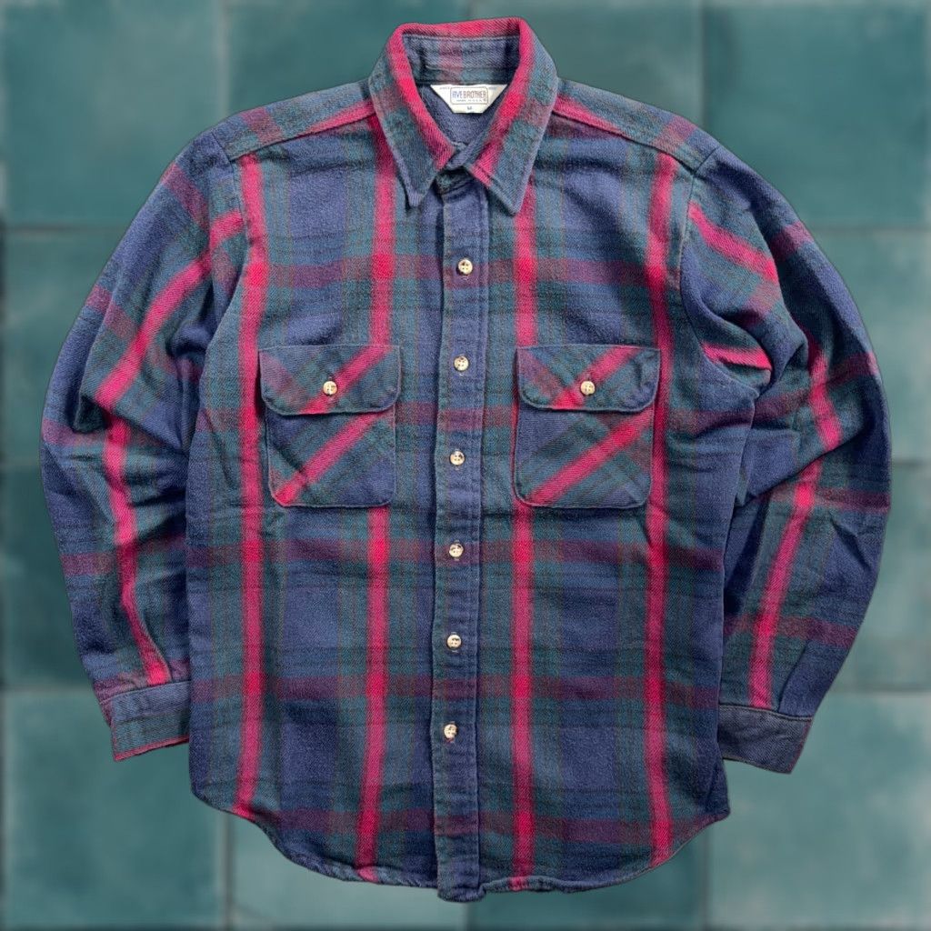 Vintage VINTAGE Five Brother Shirt Mens M Shadow Plaid Flannel USA Red Green 1980s 80s Button-Up Size US M / EU 48-50 / 2 - 1 Thumbnail