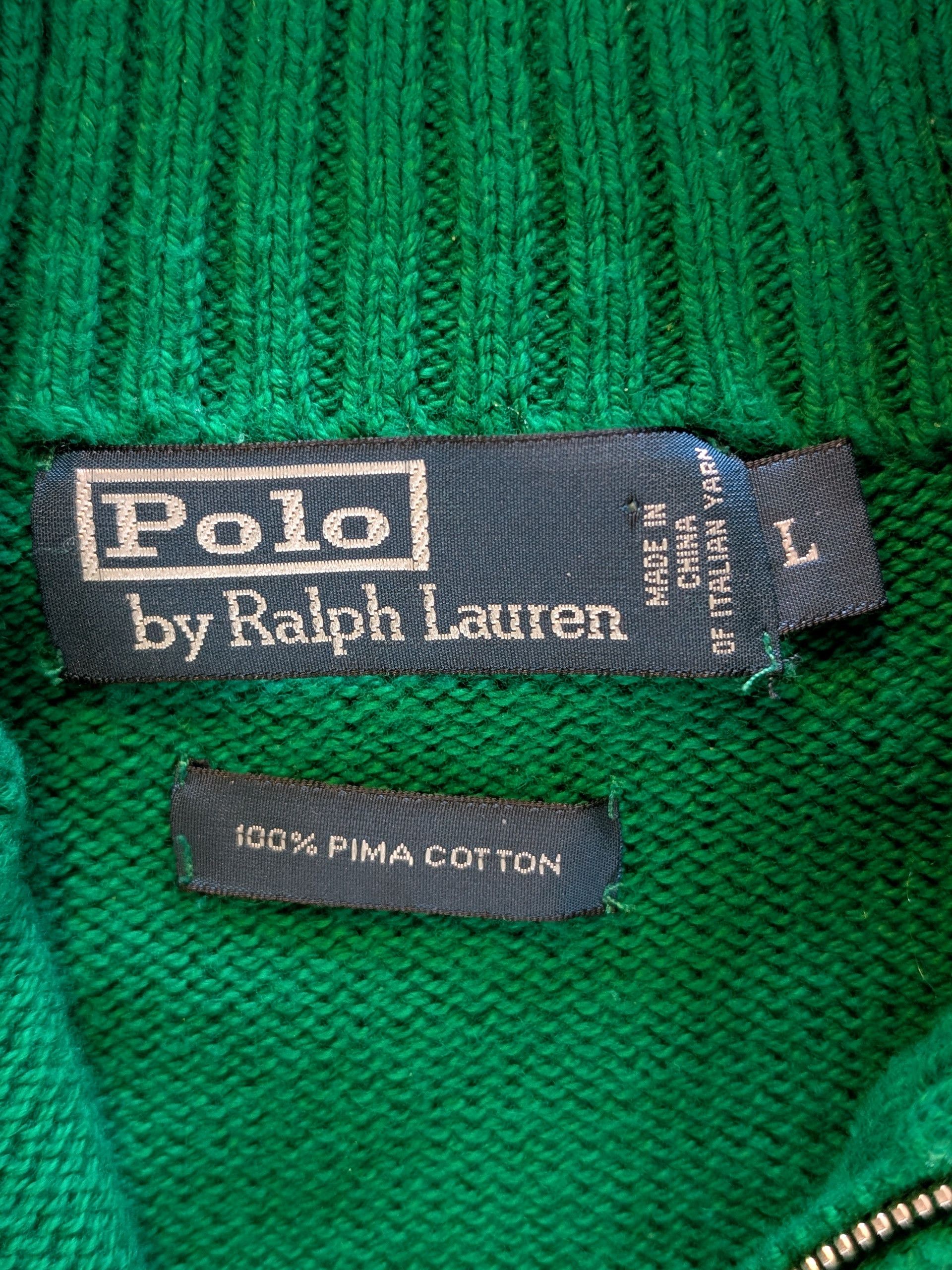 Polo Ralph Lauren Polo Ralph Lauren Green Quarter Zip Supima Cotton - Size L Size US L / EU 52-54 / 3 - 3 Thumbnail