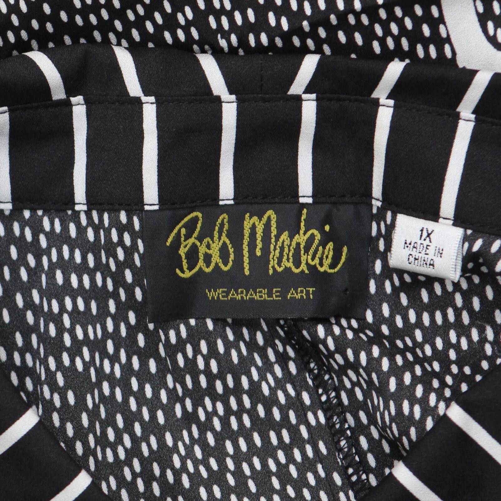 Designer NEW Bob Mackie Print Button Front Blouse A305229 Black 1X Size XL / US 12-14 / IT 48-50 - 3 Thumbnail