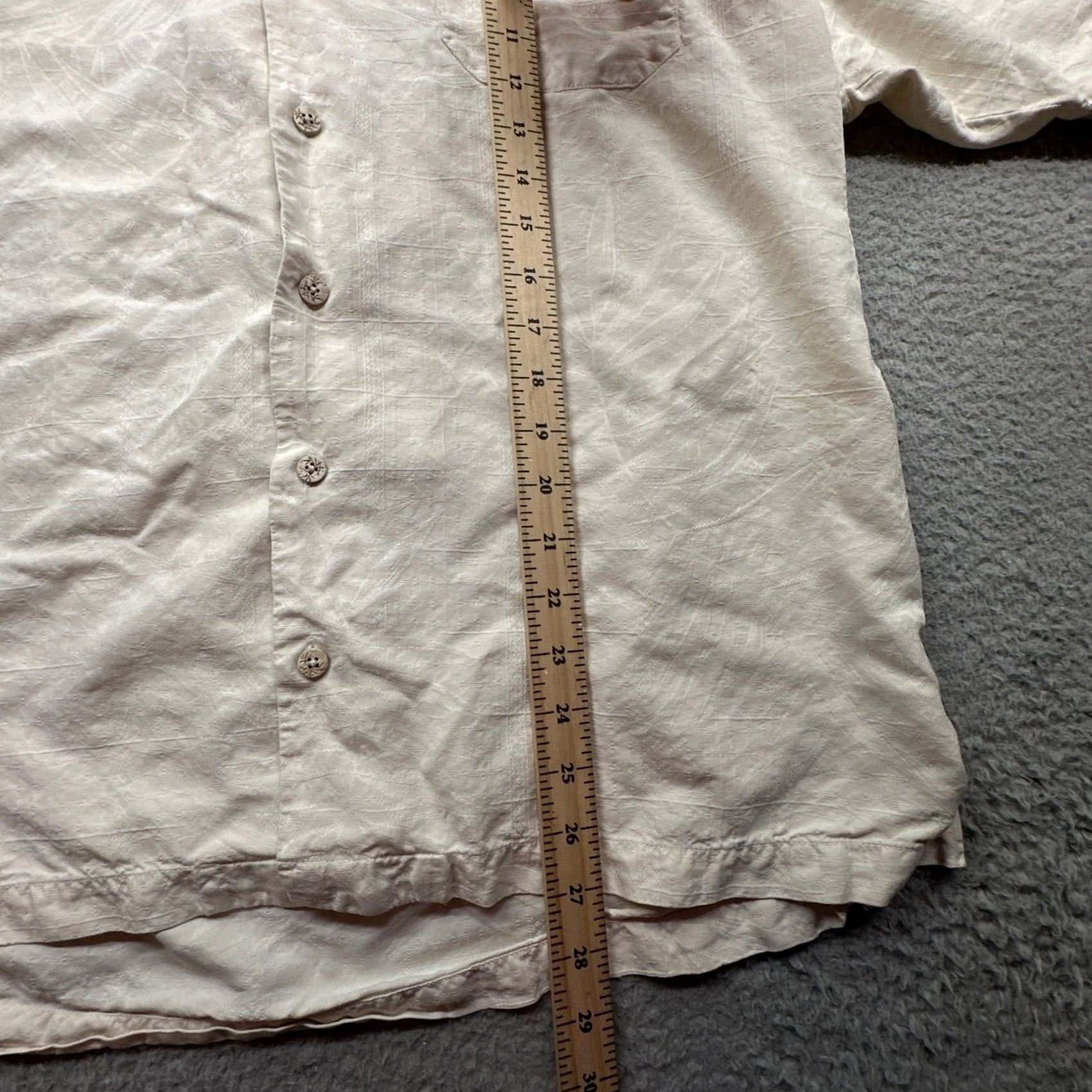 Tommy Bahama Tommy Bahama Hawaiian Silk Shirt Mens XL Woven Pattern Beige Pocket Button Up Shirt Size US XL / EU 56 / 4 - 5 Thumbnail