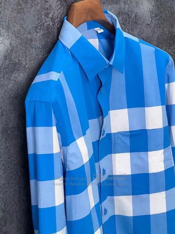 Burberry Burberry Blue Cotton Logo Long Sleeve Shirt. Size US XL / EU 56 / 4 - 4 Thumbnail