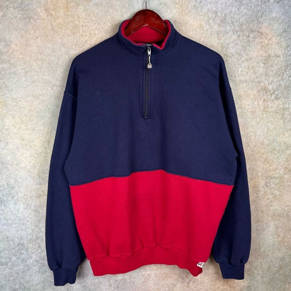 Russell Athletic × Vintage VTG 90s Russell Athletic Q Zip Sweatshirt Sz XL USA Made Size US XL / EU 56 / 4 - 1 Thumbnail