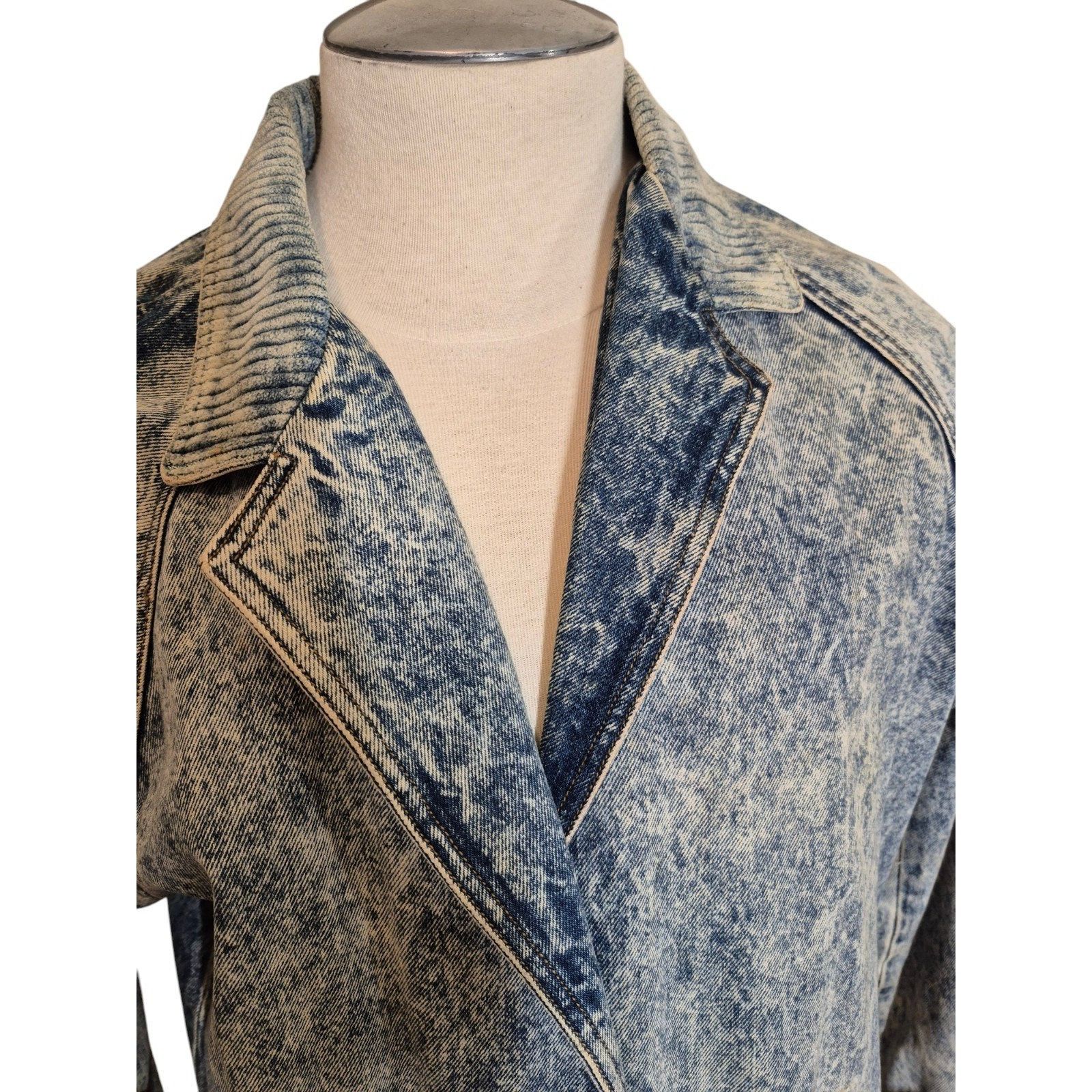 Vintage Vintage 80s 90s Womens Denim Trench Coat Long Acid Wash Deni Size M / US 6-8 / IT 42-44 - 2 Thumbnail