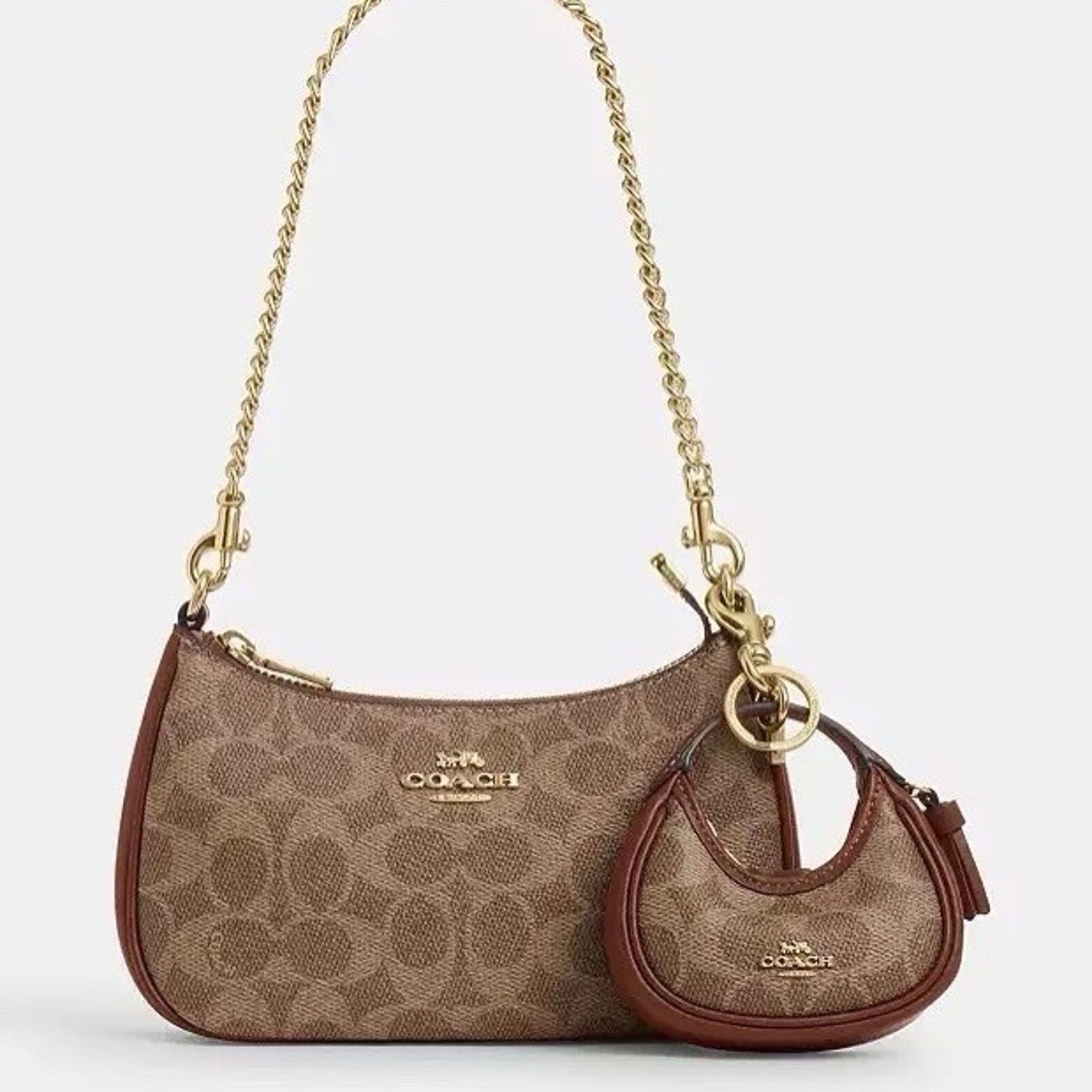Coach NWT Coach Mini Carmen Bag Charm Gold/Tan/Brown CBK67 Size ONE SIZE - 8 Thumbnail
