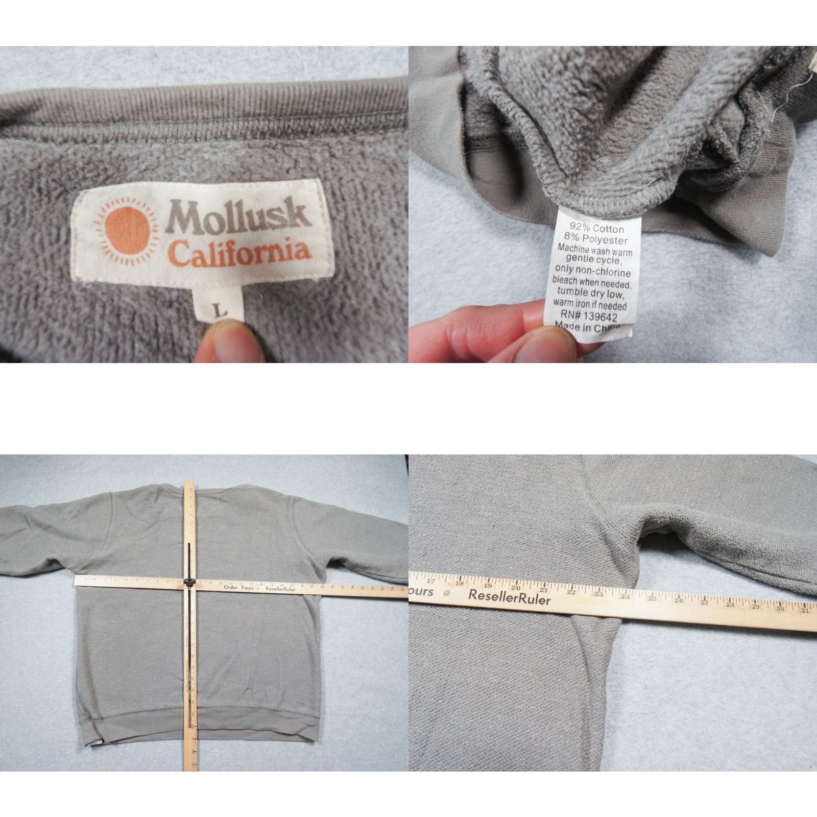 Vintage Mollusk Sweatshirt Mens Large Gray Crewneck Pullover Outdoors Knit Fleece Adult Size US L / EU 52-54 / 3 - 8 Thumbnail