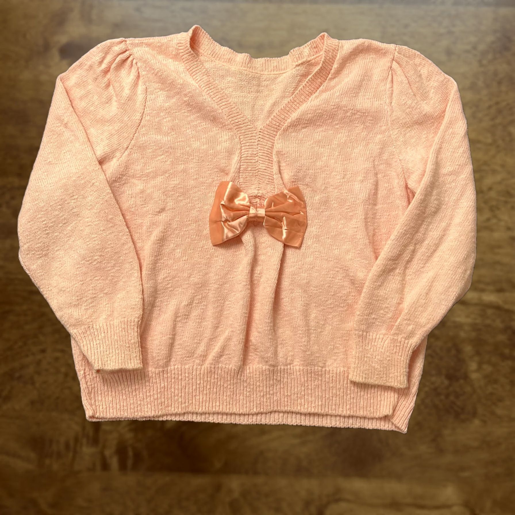 Vintage VINTAGE Sweater Womens Large Pink Knit Pullover V-Neck Satin Bow Long Sleeve Size M / US 6-8 / IT 42-44 - 1 Thumbnail