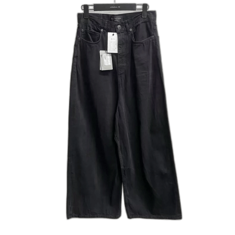 Balenciaga Black Wide Leg Denim Pants by Balenciaga Size 23" - 1 Thumbnail