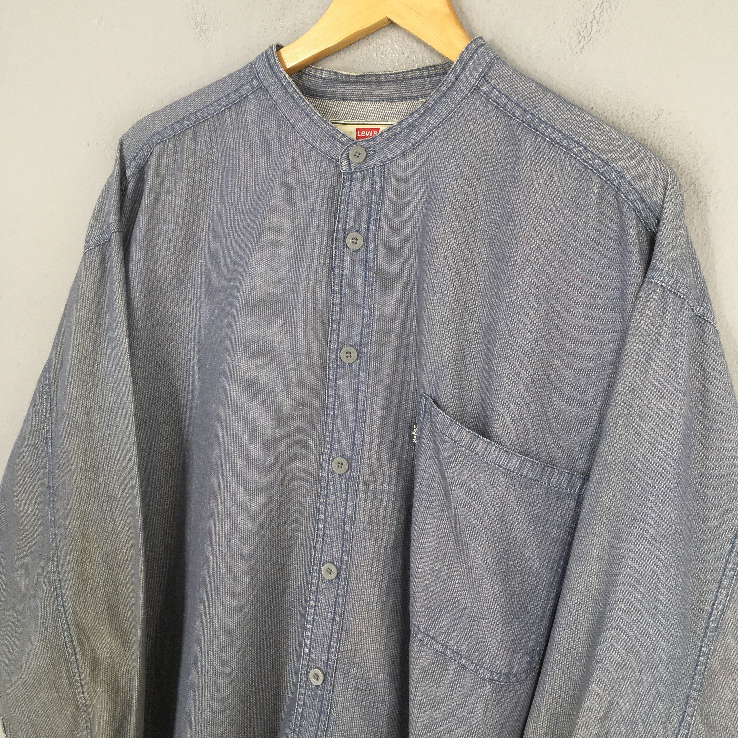 Levi's Vintage Levis Strauss Band Collar Shirt 2XLarge Size US XXL / EU 58 / 5 - 3 Thumbnail