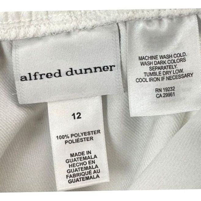 Vintage Alfred Dunner Pants Womens 12 White Wide-Leg Elastic Waist Pull On High-Rise NEW Size 34" / US 12 / IT 48 - 5 Thumbnail
