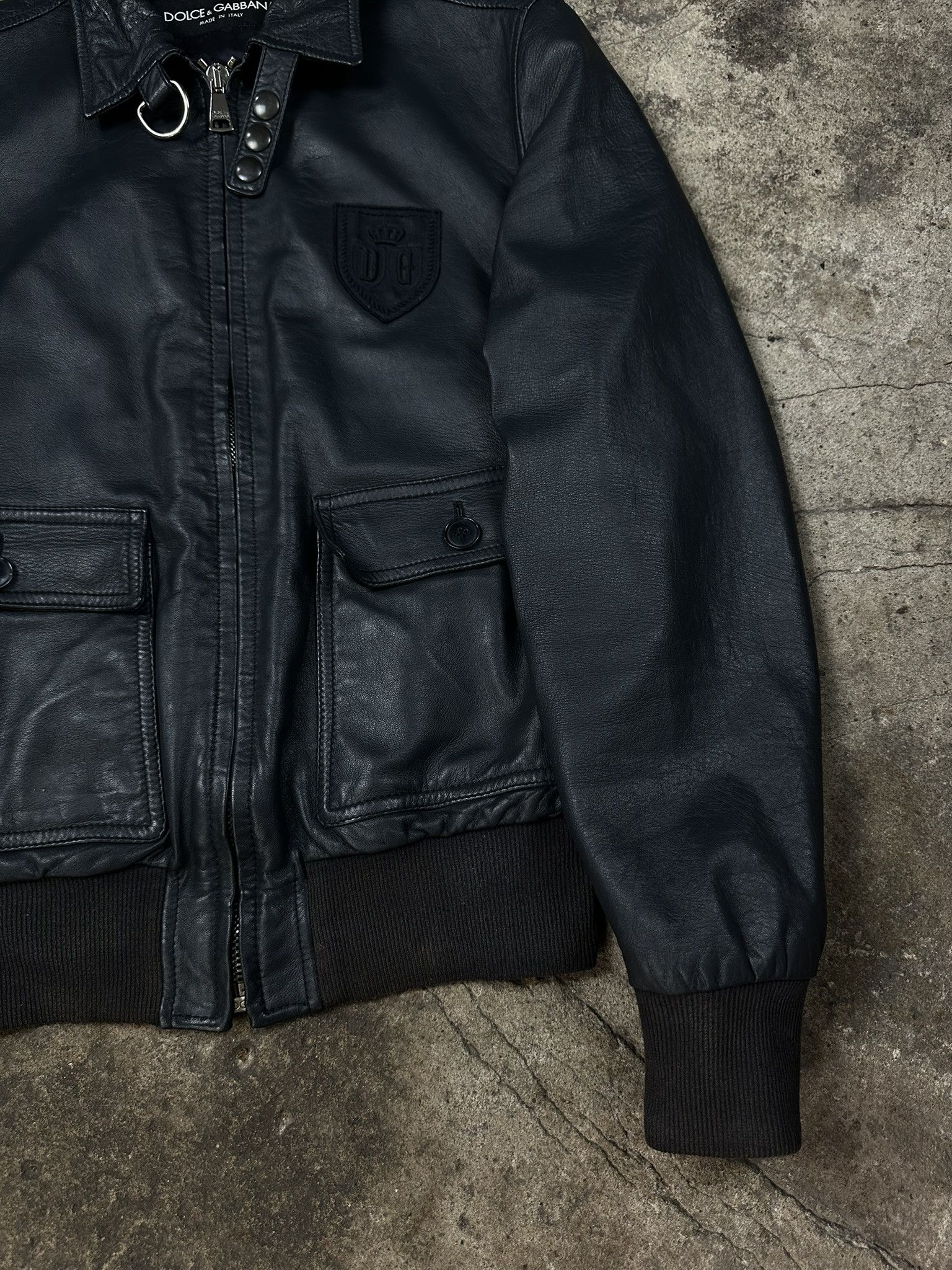 Dolce & Gabbana 2000s Dolce & Gabbana Police Leather Bomber Jacket Vintage Size US M / EU 48-50 / 2 - 4 Thumbnail