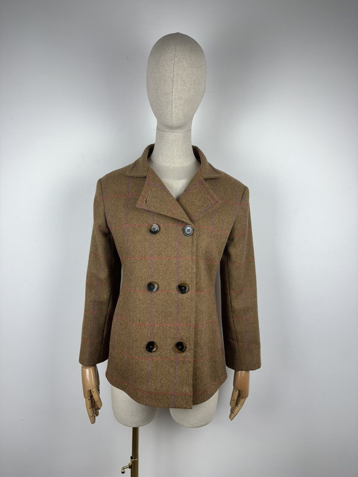 Designer × Johnstons Of Elgin × Vintage Women’s Johnstons Saxony Tweed Wool Coat size 12 Size M / US 6-8 / IT 42-44 - 1 Thumbnail