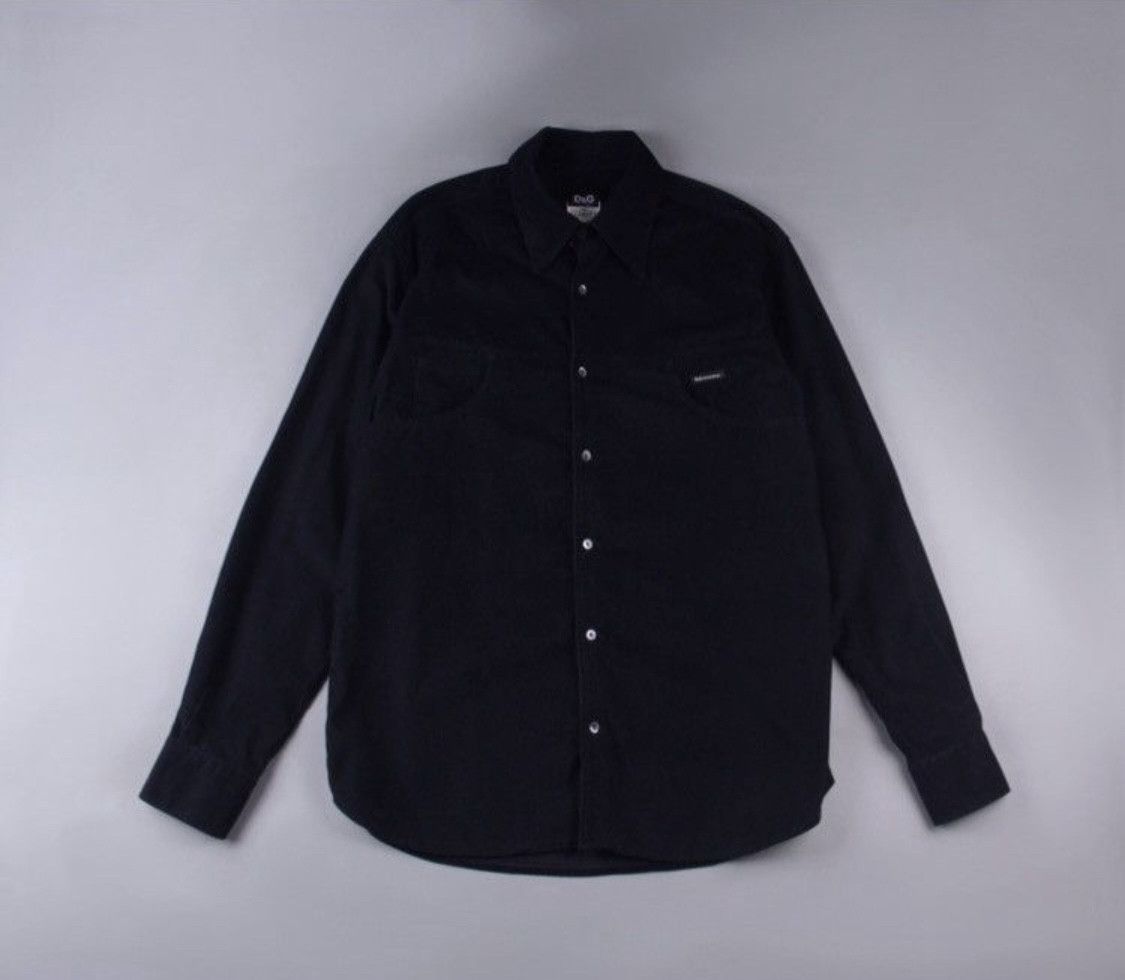 Dolce & Gabbana × Vintage Dolce Gabbana Velvet Black Shirt Made in Italy XL Size US XL / EU 56 / 4 - 1 Thumbnail