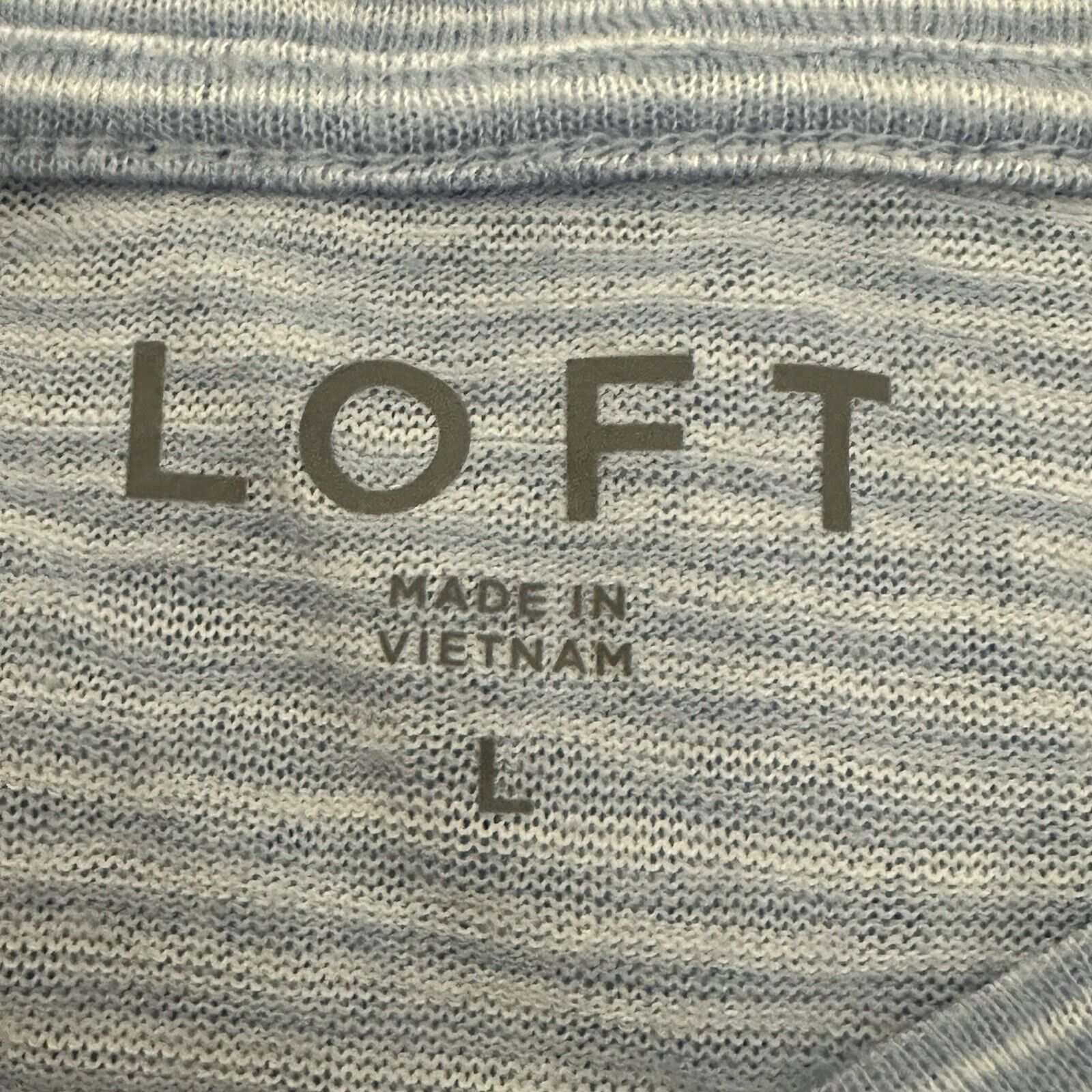 Loft LOFT Large Blue White Striped Long Sleeve Ruffle T Shirt Size L / US 10 / IT 46 - 3 Thumbnail