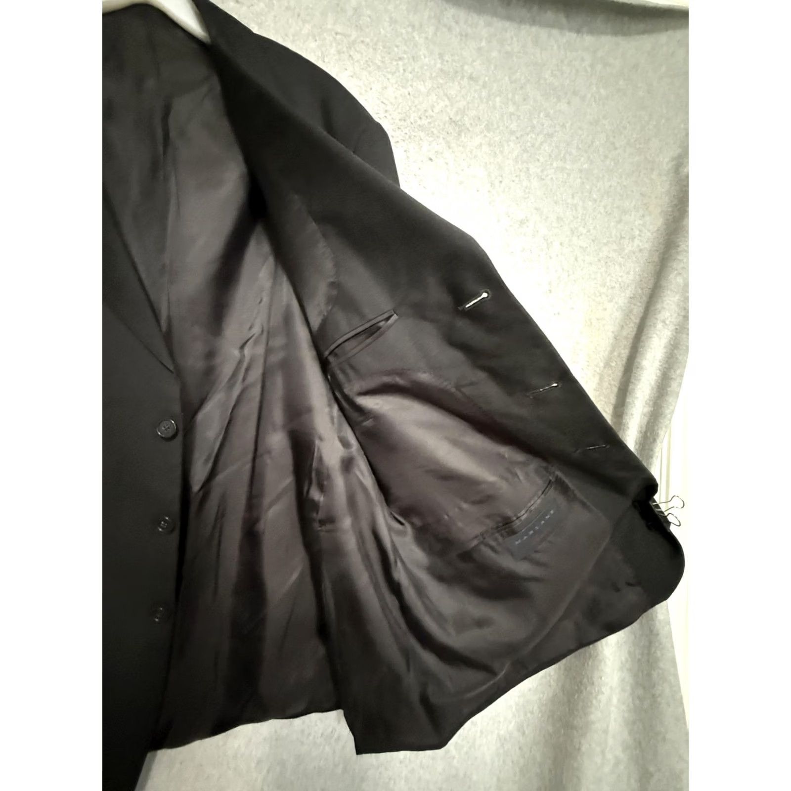 Vintage Luciano Dante Suit Mens 48S 36x30 Black Super 100 Wool 2 Piece Jacket Pants Size 48R - 7 Thumbnail