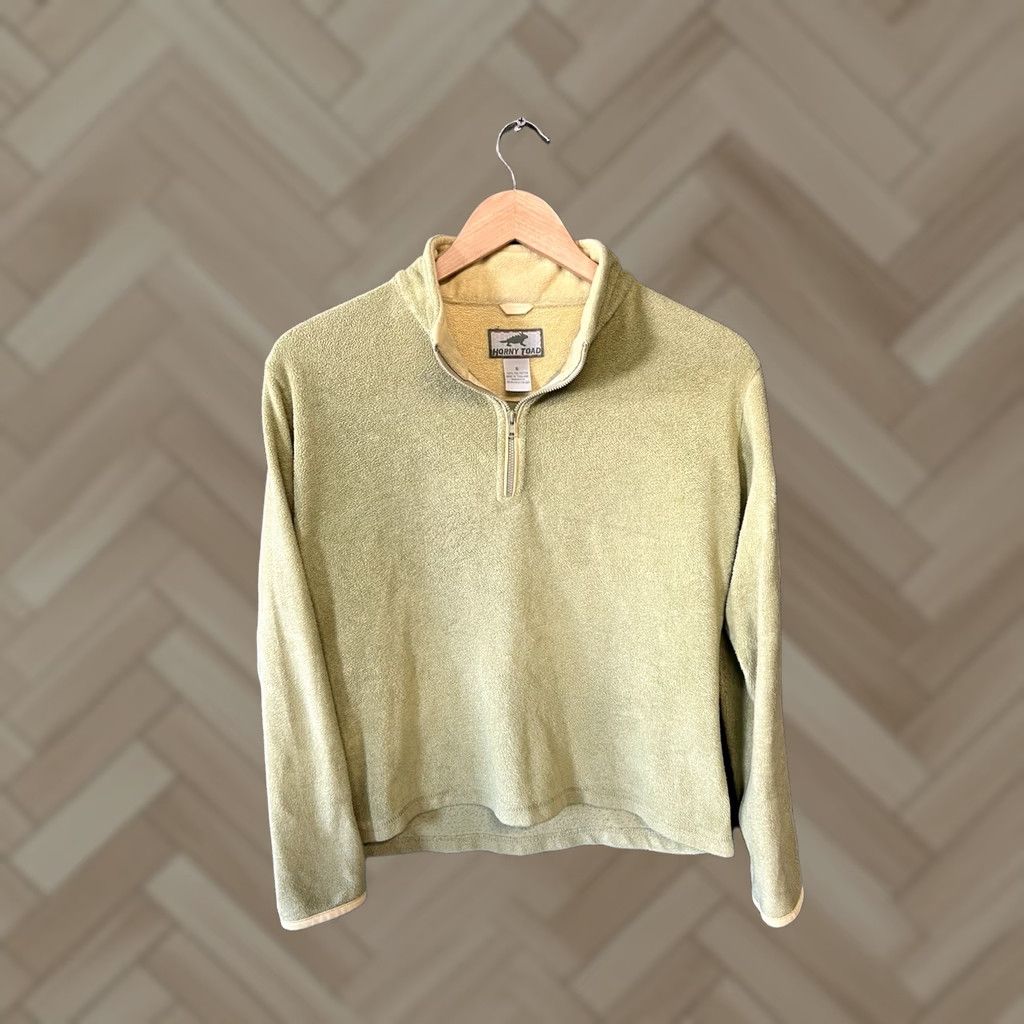 Vintage Horny Toad Womens Green Fleece 1/4 Zip Pullover Mock Neck Sweatshirt Size L XS? Size L / US 10 / IT 46 - 1 Thumbnail