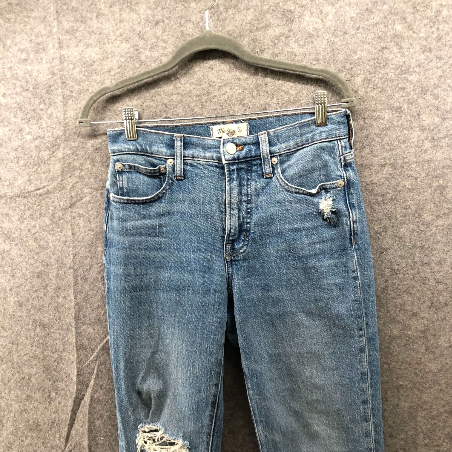 Madewell Madewell Jeans The Mid-Rise Perfect Vintage Womens 25 Ainsdale Blue Stretch Denim Straight 5-Pocket Slim Size 42" / US 20 - 3 Thumbnail