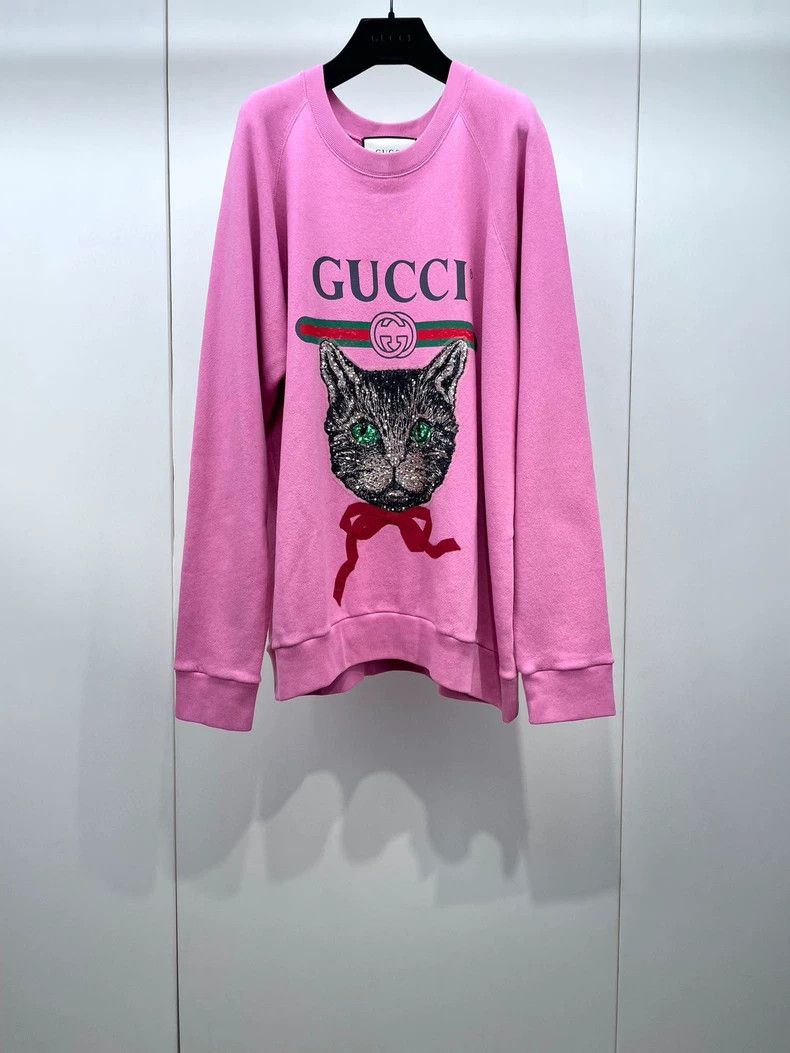 Gucci Gucci Pink pullover sweatshirt with sequin cat avatar hoodi Size US M / EU 48-50 / 2 - 1 Thumbnail