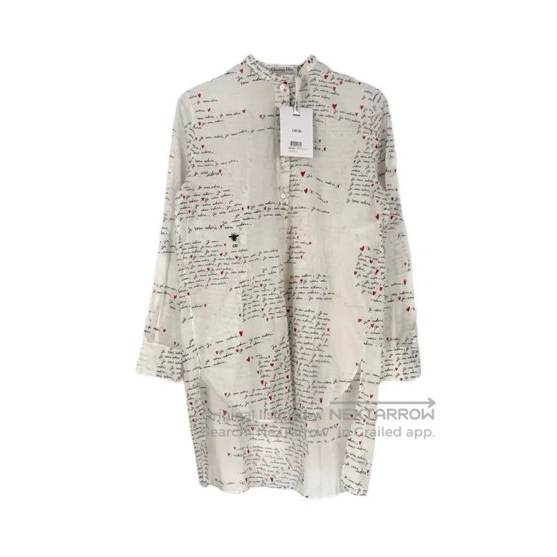 Dior Dior White love letter full-printed bee embroidery long sh Size XXS / US 00 / IT 34 - 1 Thumbnail