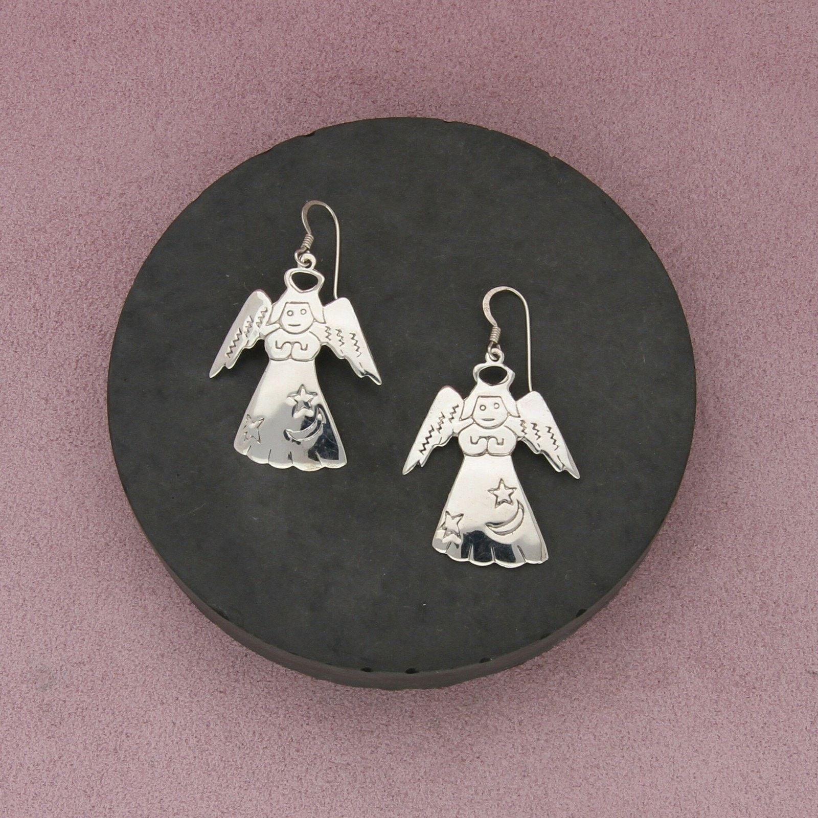 Sterling Silver sterling silver vintage guardian angel dangle earrings Size ONE SIZE - 1 Thumbnail