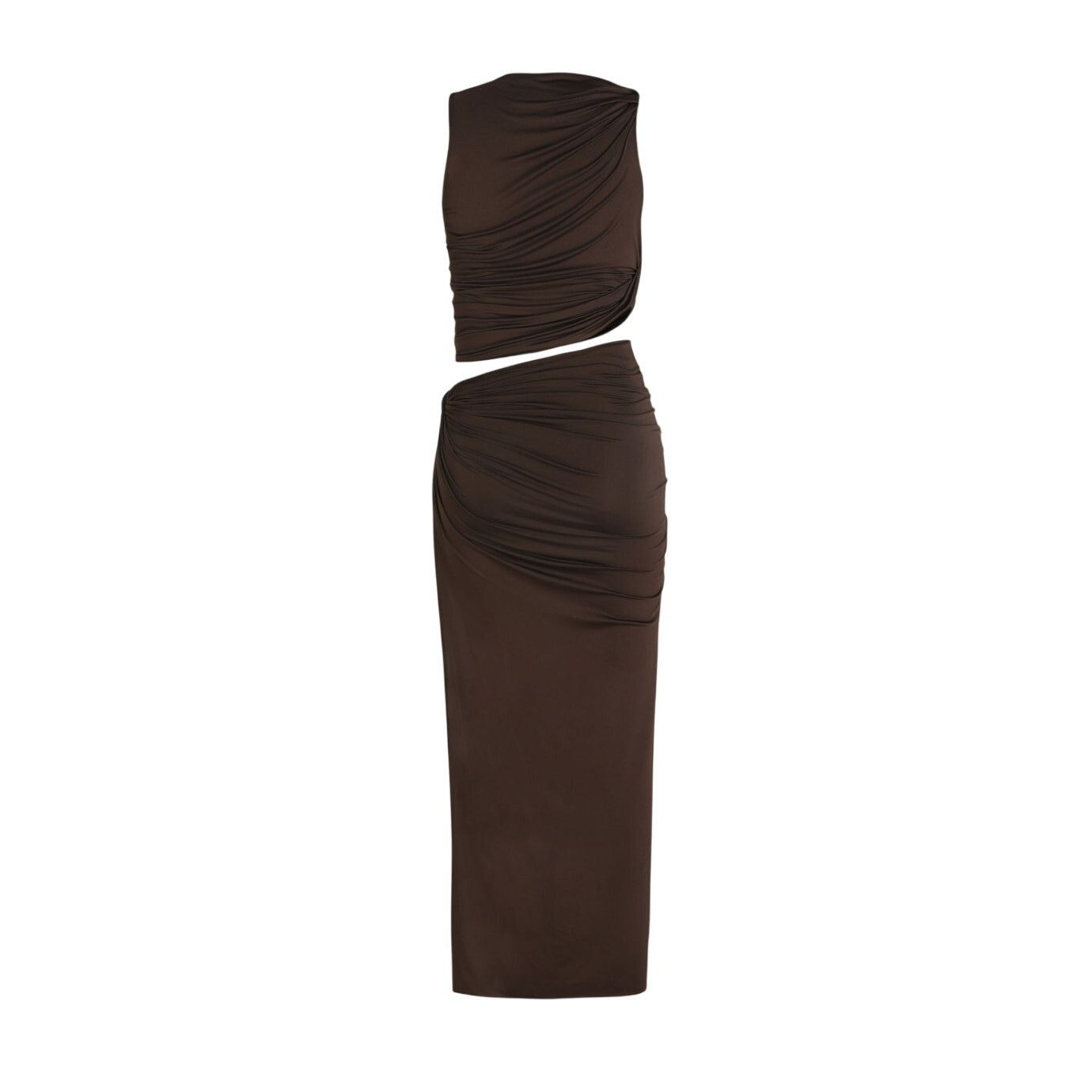 Other Commense Brown Knotted Ruched Crop Tank Top Maxi Skirt Set Size 30" / US 8 / IT 44 - 4 Thumbnail