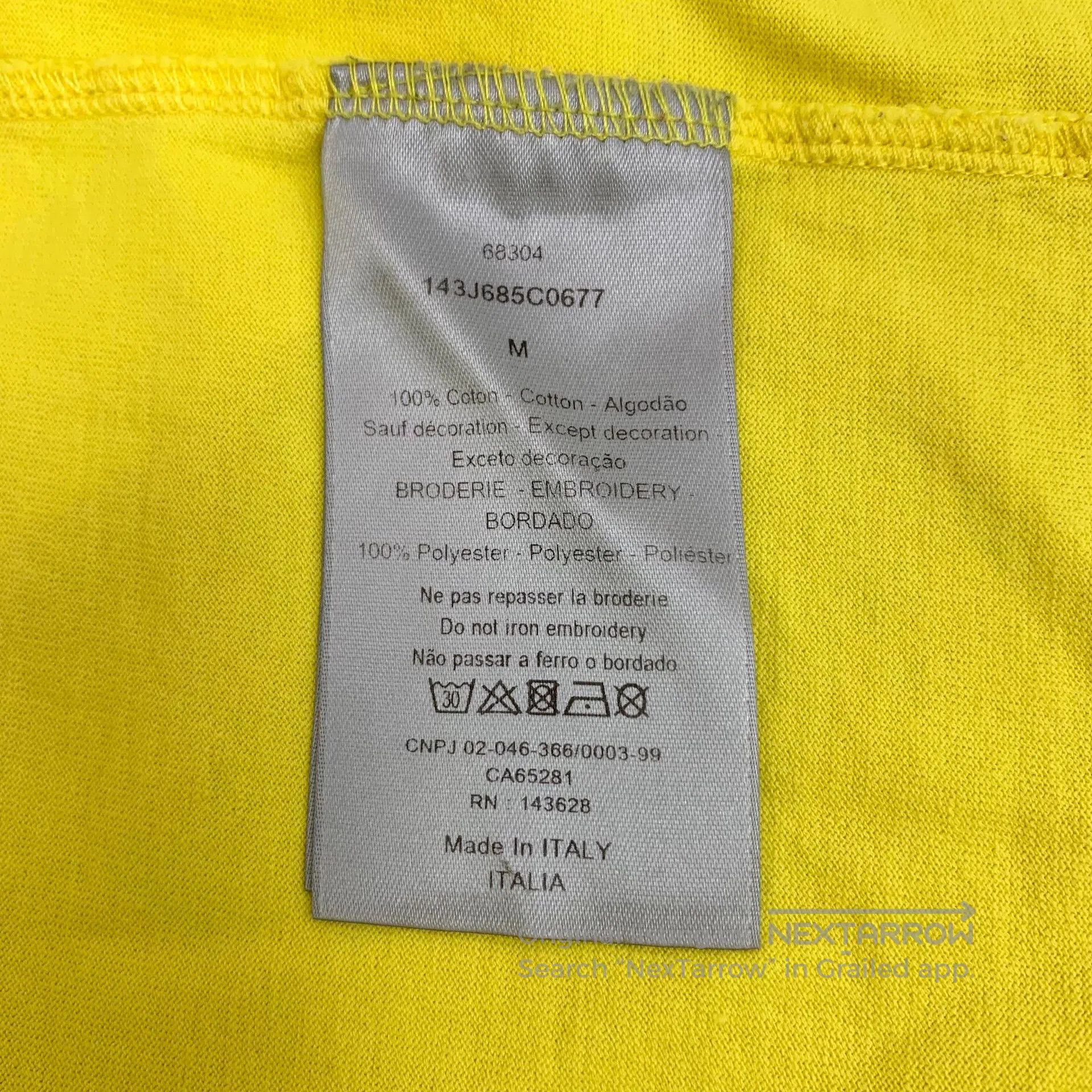 Dior dior yellow logo embroidered cotton t-shirt. Size US M / EU 48-50 / 2 - 7 Thumbnail