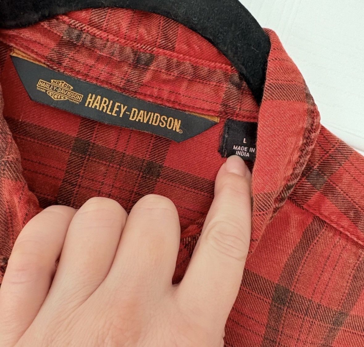 Harley Davidson Harley-Davidson Red Flannel Long Sleeve Snap Button Down Top Size L / US 10 / IT 46 - 2 Thumbnail