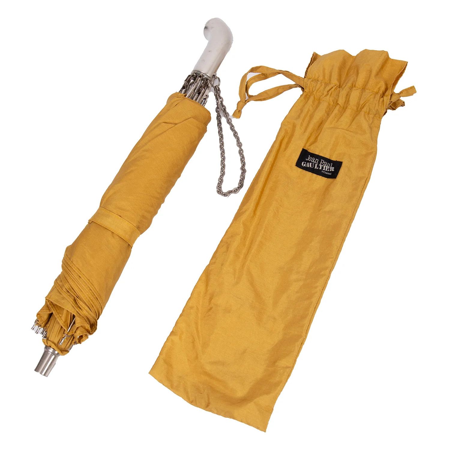Jean Paul Gaultier Metal Chain Handle Folding Umbrella in Yellow Size ONE SIZE - 1 Thumbnail