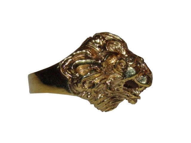 Designer 18 kt Gold Plated Brass Etruscan Lion Profile Ring Size ONE SIZE - 2 Thumbnail