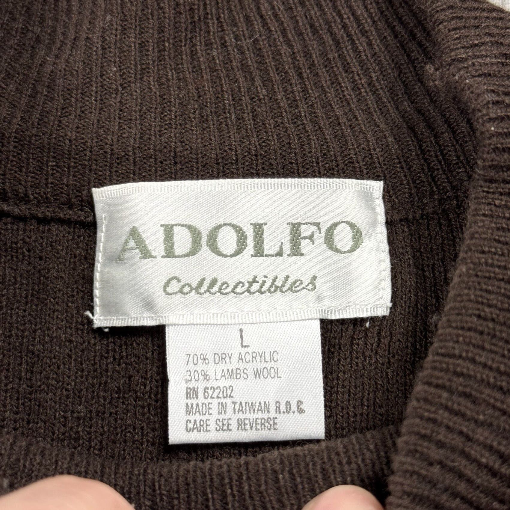 Vintage VINTAGE Adolfo Knit Wool Blend Argyle Mock Neck Sweater Orange Brown Large Mens 1970s Gray Size US L / EU 52-54 / 3 - 3 Thumbnail