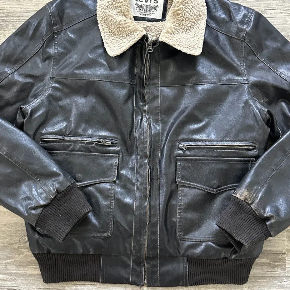 Levi's Vintage Levi's Flight Leather Bomber Sherpa Lined Size US L / EU 52-54 / 3 - 2 Thumbnail