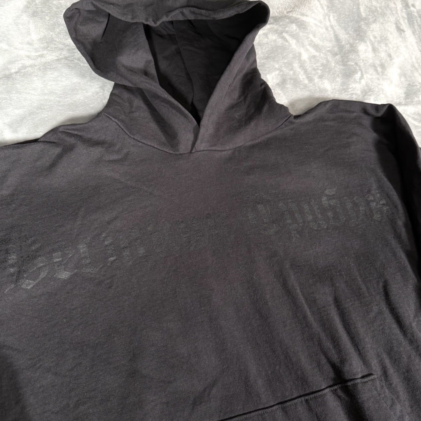 Yeezy VINTAGE Yeezy Hoodie Mens 3XL Gray Boxy Cropped Fit Logo Graphic Print Fleece Pullover Crew Neck Long Sleeve Size US XXL / EU 58 / 5 - 2 Thumbnail