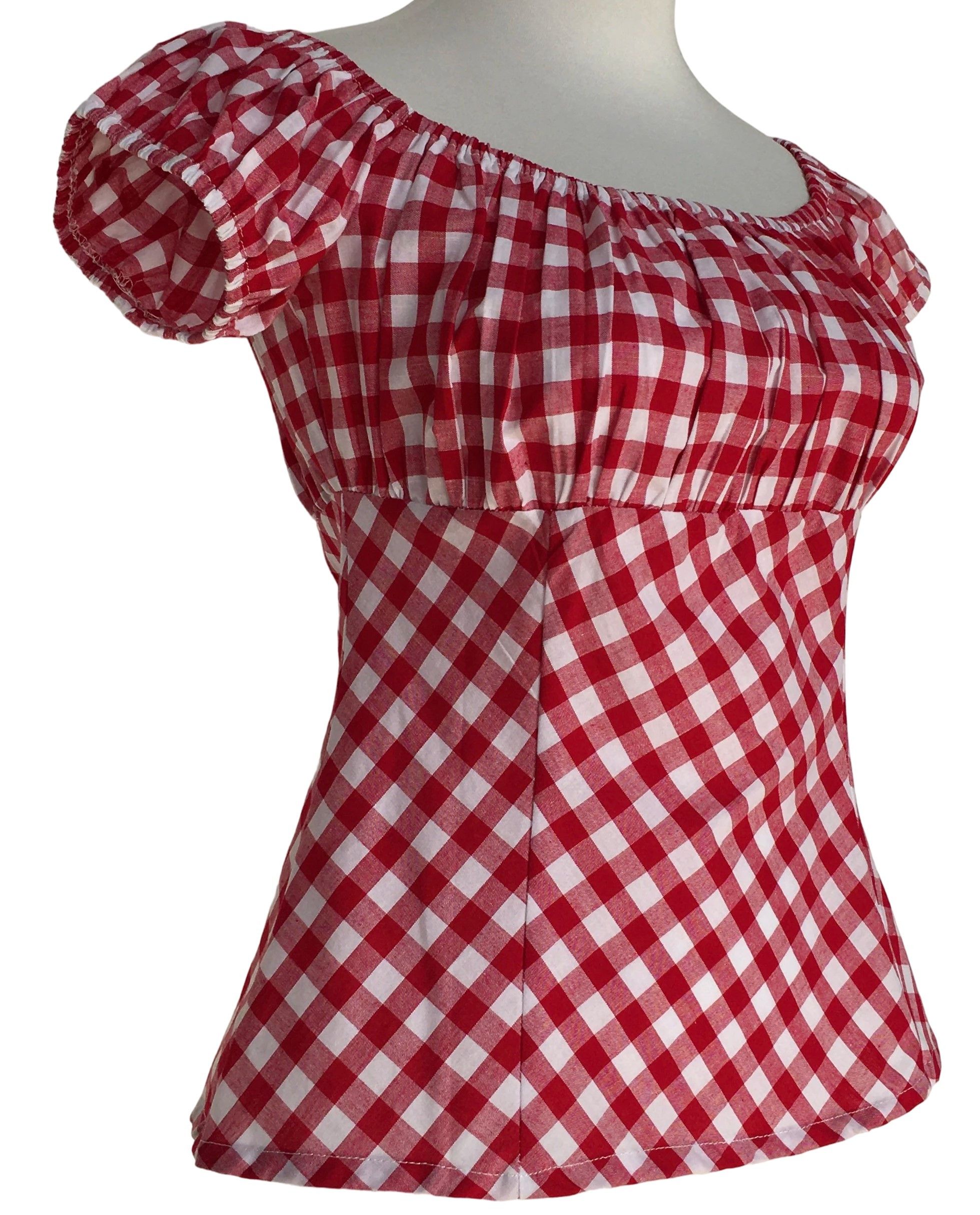 Other Women tops, red and white check, off shoulder, slim fit Size XXL / US 16-18 / IT 52-54 - 2 Thumbnail