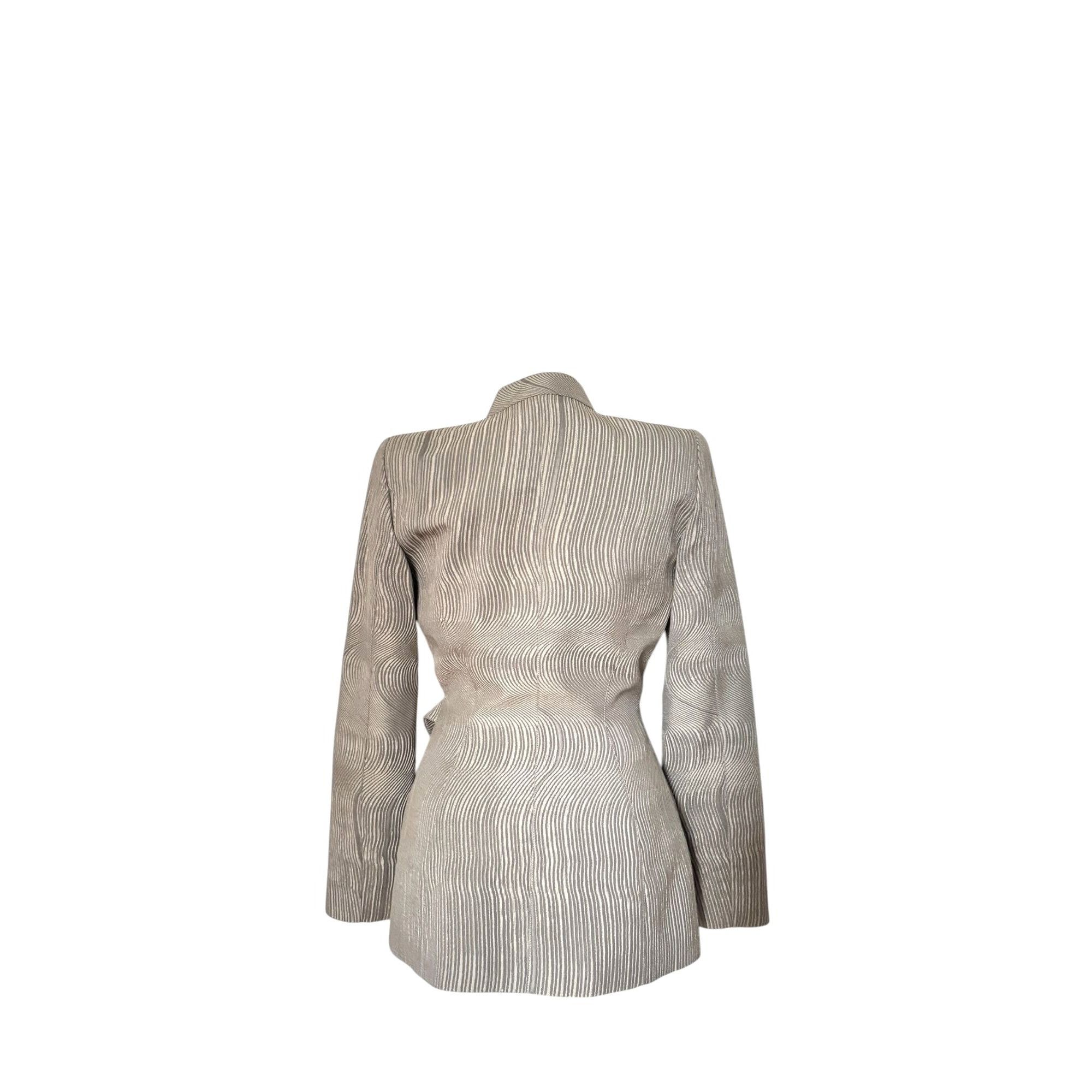 Thierry Mugler Vintage Grey Wave Blazer Jacket Size S / US 4 / IT 40 - 4 Thumbnail