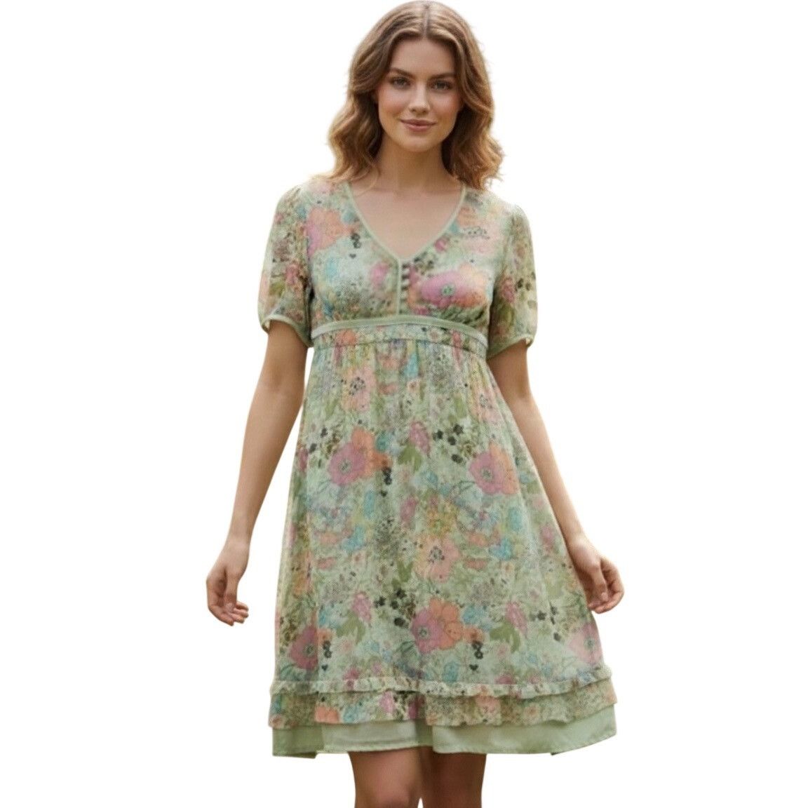 VTG Cynthia Steffe Green Floral Lace Velvet Dress| Whimsigot