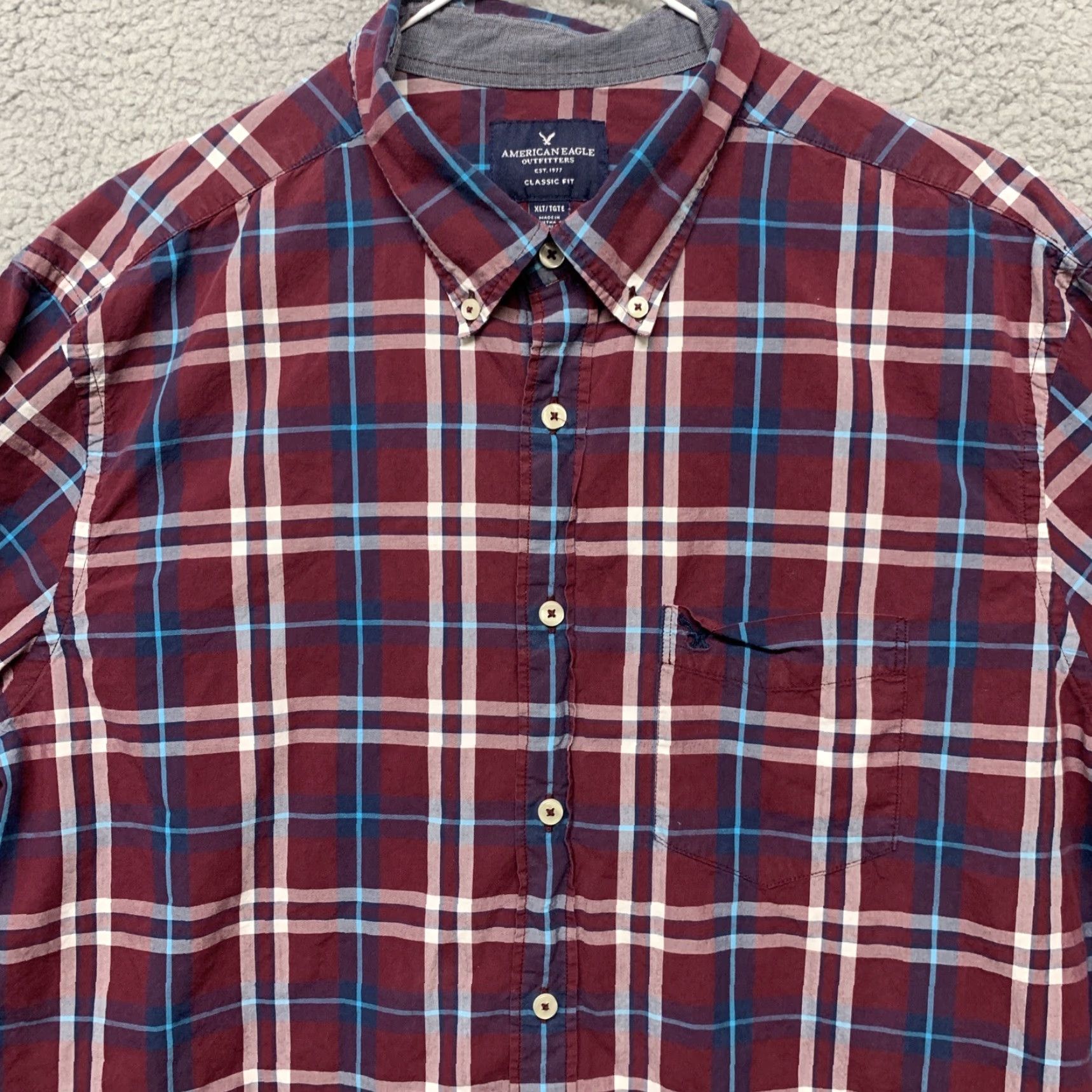 American Eagle Outfitters American Eagle Outfitters Shirt Men XLT Long Sleeve Button Red/White/Blue Plaid Mens Size US XL / EU 56 / 4 - 2 Thumbnail