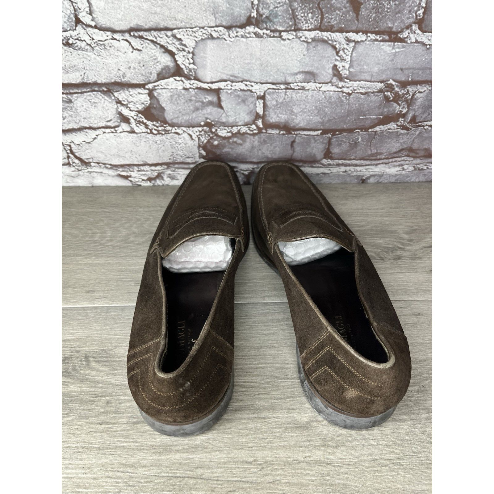 Bruno Magli Bruno Magli Brown Suede Leather Loafers Slip On Dress Shoes Size US 11.5 / EU 44-45 - 7 Thumbnail